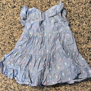 Blue Ruffled Dress with Multicolor Accents